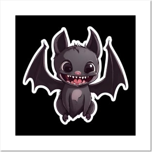 cute bat with fangs Posters and Art